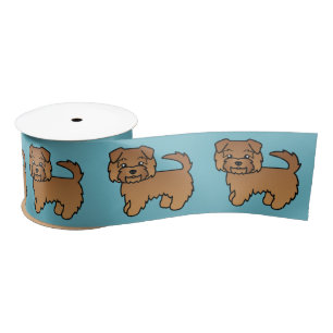 Rode Norfolk Terrier Cartoon Honden Illustratie Bl Satijnen Lint