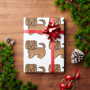Rode Norfolk Terrier Cartoon Hondenpatroon Cadeaupapier
