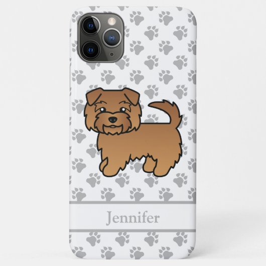 Rode Norfolk Terrier Cartoonhond & Naam Case-Mate iPhone Case (Achterkant)