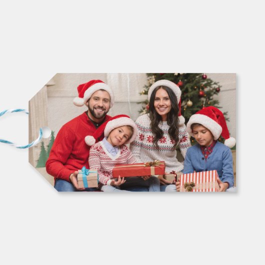 Rode Notenkraker Foto Vrolijk Kerstfeest Cadeaulabel (Achterkant Horizontaal)