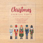Rode Notenkraker Kerst Cocktaillunch Acryl Uitnodigingen (Voorkant)