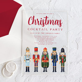 Rode Notenkraker Kerst Cocktailparty Acryl Uitnodigingen