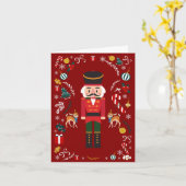 Rode  notenkraker kerst kaart (Gele Bloem)