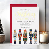 Rode Notenkraker Kerst Open Huis Goud Folie Uitnodiging