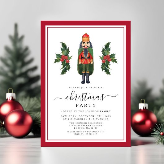 Rode Notenkraker Kerstfeest Kaart