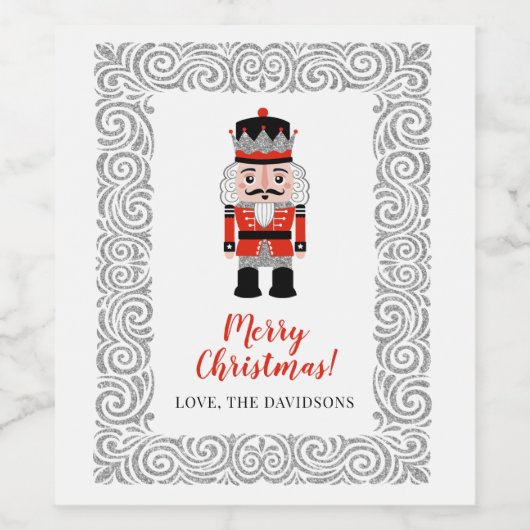 Rode notenkraker kerstfeest wijn etiket (Enkel label)