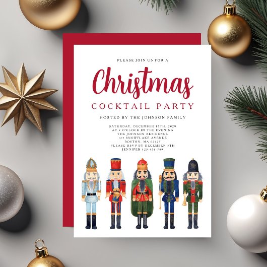 Rode Notenkraker Kerstmis Cocktail Party Kaart