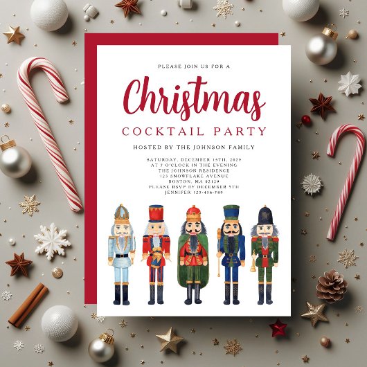 Rode Notenkraker Kerstmis Cocktail Party Kaart