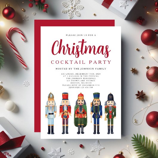 Rode Notenkraker Kerstmis Cocktail Party Kaart
