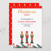 Rode Notenkraker Kerstmis familie Party uitnodigin Kaart (Voorkant / Achterkant)