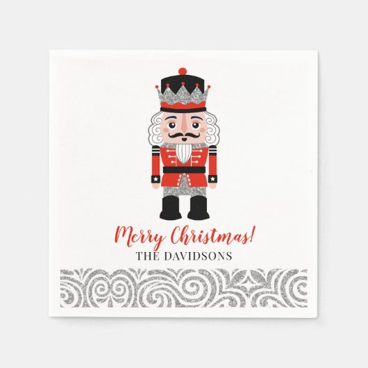 Rode notenkraker kerstvakantie servet (Voorkant)