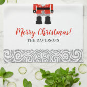 Rode notenkraker kerstvakantie theedoek (Gevouwen)