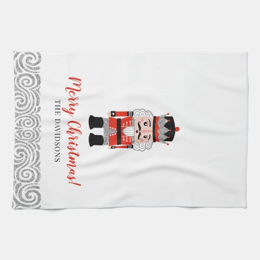 Rode notenkraker kerstvakantie theedoek (Horizontaal)