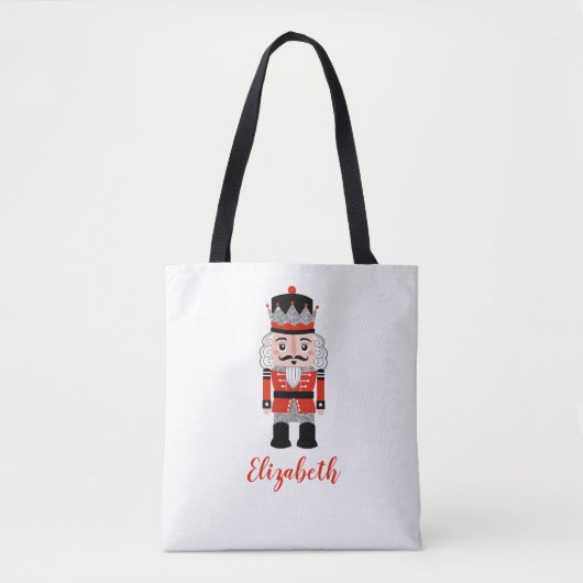 Rode notenkraker kerstvakantie tote bag (Voorkant)