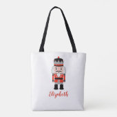 Rode notenkraker kerstvakantie tote bag (Achterkant)