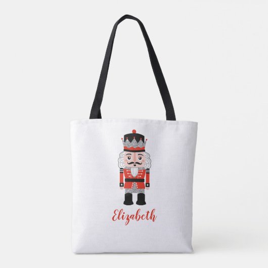 Rode notenkraker kerstvakantie tote bag (Achterkant)
