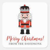 Rode notenkraker kerstvakantie vierkante sticker (Voorkant)