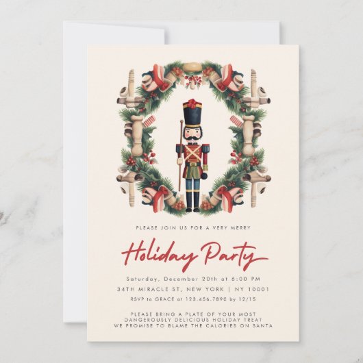 Rode Notenkraker krans kerstfeest Kaart (Voorkant)