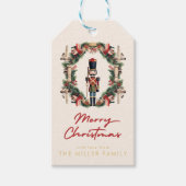 Rode Notenkraker krans Kerstmis Cadeaulabel (Voorkant)