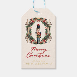 Rode Notenkraker krans Kerstmis Cadeaulabel