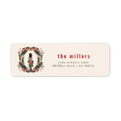 Rode Notenkraker krans Kerstmis Etiket (Voorkant)