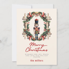 Rode Notenkraker krans Kerstmis Feestdagenkaart