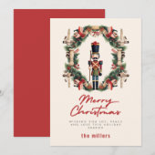 Rode Notenkraker krans Kerstmis Feestdagenkaart (Voorkant / Achterkant)
