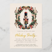 Rode Notenkraker krans Kerstmis Party uitnodiging (Voorkant)