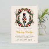 Rode Notenkraker krans Kerstmis Party uitnodiging (Staand Voorkant)