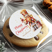 Rode Notenkraker Vrolijk Kerstfeest Ronde Sticker