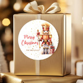 Rode Notenkraker Vrolijk Kerstfeest Ronde Sticker