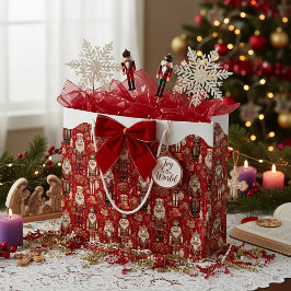 Rode notenkrakers patroon Kerst sneeuwkapje Groot Cadeauzakje