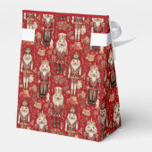 Rode notenkrakers patroon kerstcadeau bedankdoosjes (Achterkant)