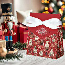 Rode notenkrakers patroon kerstcadeau bedankdoosjes