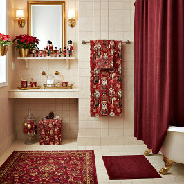 Rode notenkrakers patroon Kerstmis Bad Handdoek