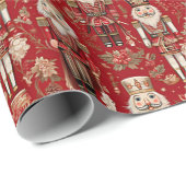 Rode notenkrakers patroon Kerstmis Cadeaupapier (Rol Hoek)