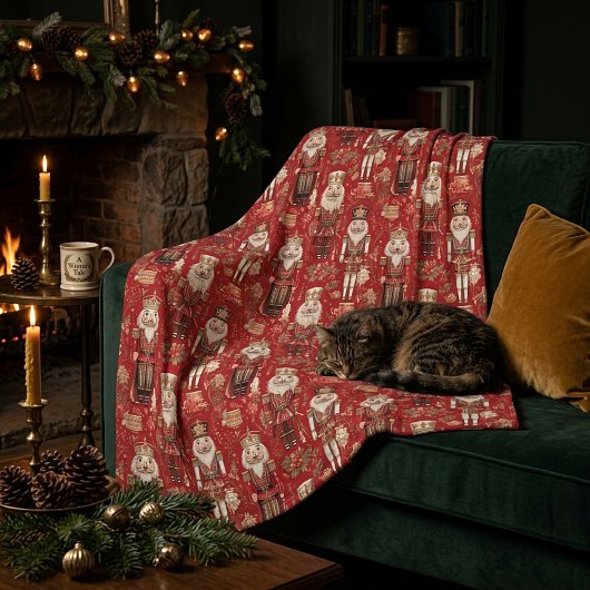 Rode notenkrakers patroon Kerstmis Fleece Deken