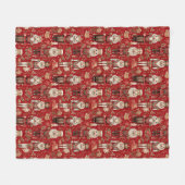Rode notenkrakers patroon Kerstmis Fleece Deken (Voorkant (Horizontaal))