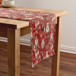 Rode notenkrakers patroon Kerstmis Korte Tafelloper
