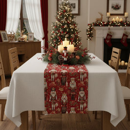 Rode notenkrakers patroon Kerstmis Korte Tafelloper