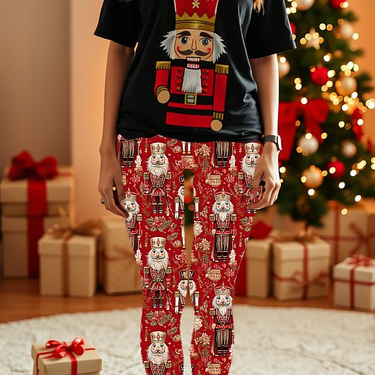 Rode notenkrakers patroon Kerstmis Leggings