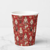 Rode notenkrakers patroon Kerstmis Papieren Bekers (Voorkant)