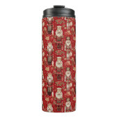 Rode notenkrakers patroon Kerstmis Thermosbeker (Voorkant)