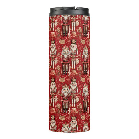 Rode notenkrakers patroon Kerstmis Thermosbeker (Achterkant)