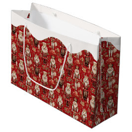 Rode notenkrakers patroon kerstsneeuw afgedekt groot cadeauzakje