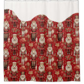 Rode notenkrakerspatroon Kerstmis besneeuwd Douchegordijn (Voorkant)