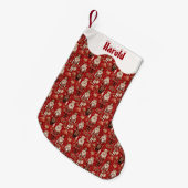 Rode notenkrakerspatroon Kerstmis gepersonaliseerd Kleine Kerstsok (Voorkant (Hangend))