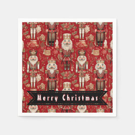 Rode notenkrakerspatroon Vrolijk Kerstfeest Servet