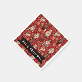 Rode notenkrakerspatroon Vrolijk Kerstfeest Servet (Hoek)