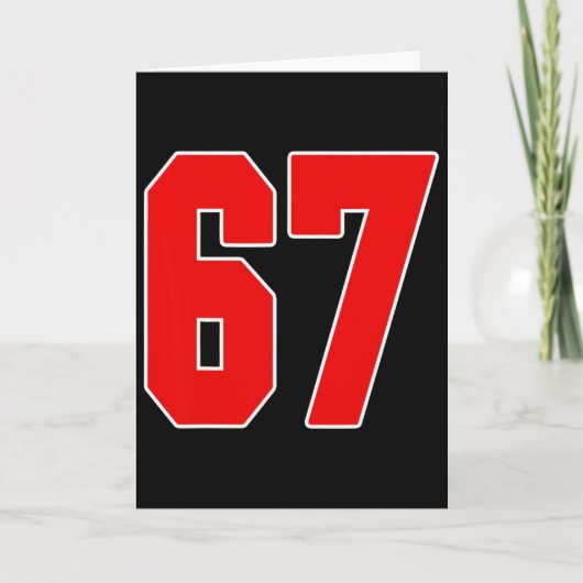 Rode Nummer 67 Jersey Grote #67 Uniform Favoriete Kaart (Voorkant)
